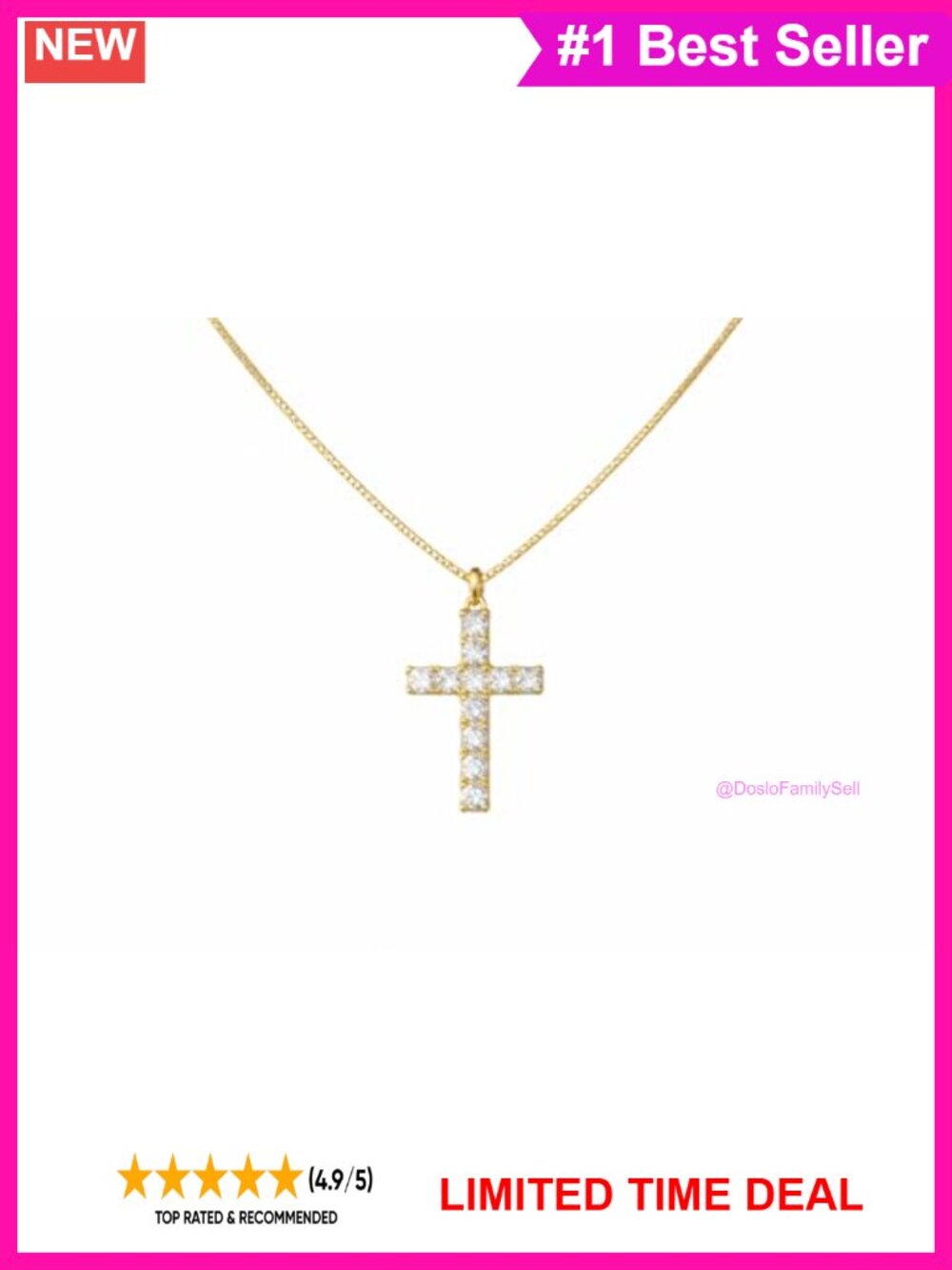 14K Gold Cross Necklace Small Diamond Pendant Charm for Women